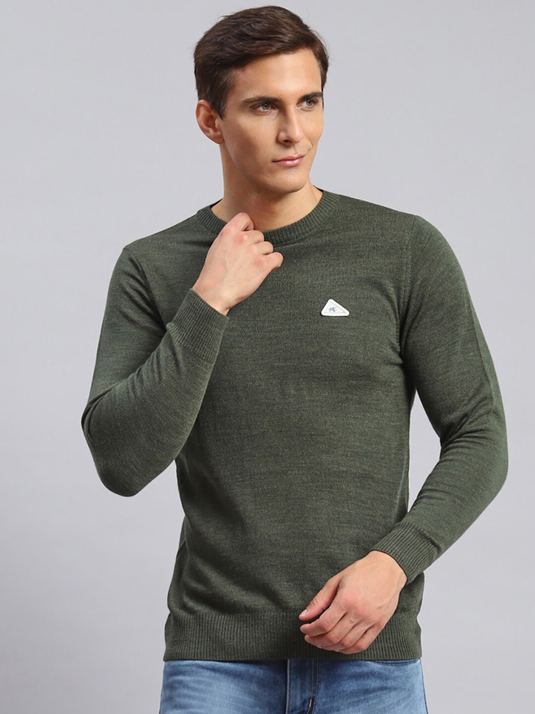 

Monte Carlo Round Neck Woollen Pullover, Green