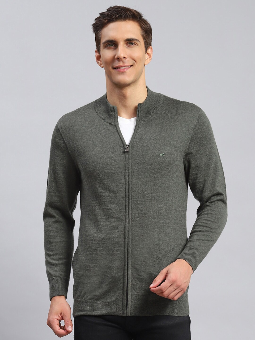 

Monte Carlo Woolen Front Open Sweatshirt, Olive