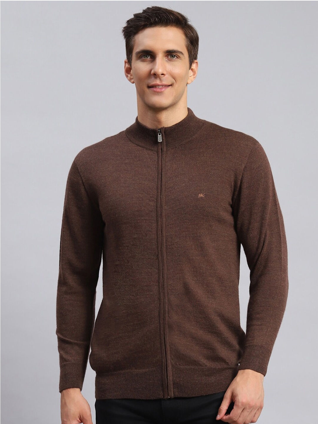

Monte Carlo Woolen Front Open Sweatshirt, Brown