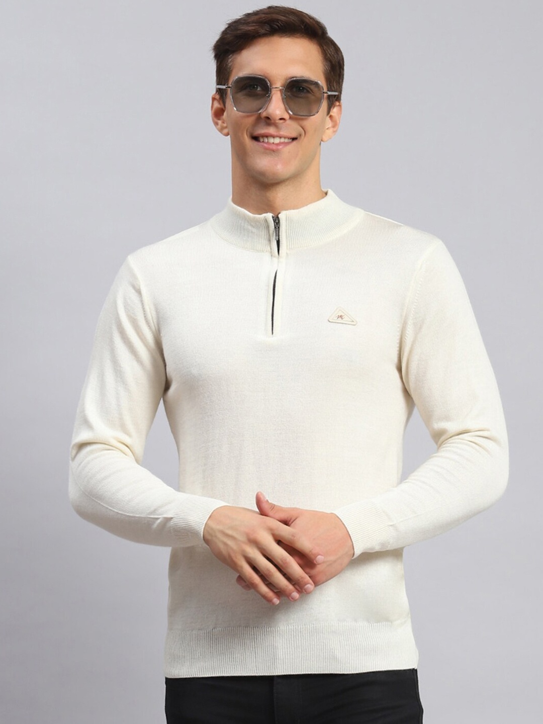 

Monte Carlo High Neck Woollen Pullover, Cream