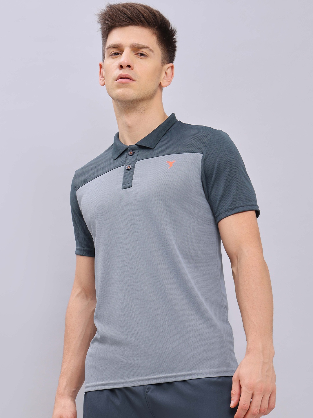 

Technosport Polo Collar Antimicrobial Slim Fit T-shirt, Grey