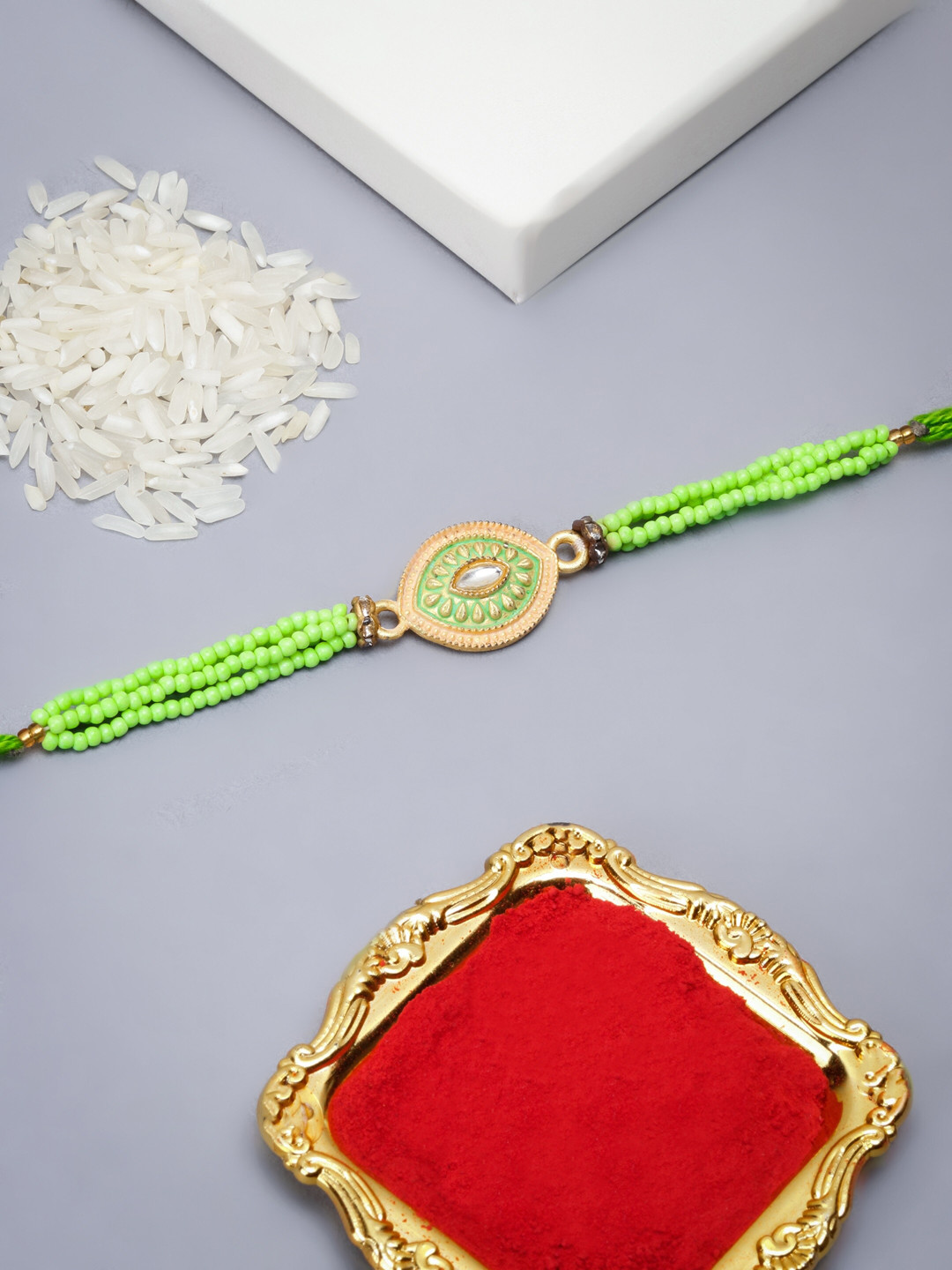 

The Purple Tree Men Beaded Thread Rakhi, Green
