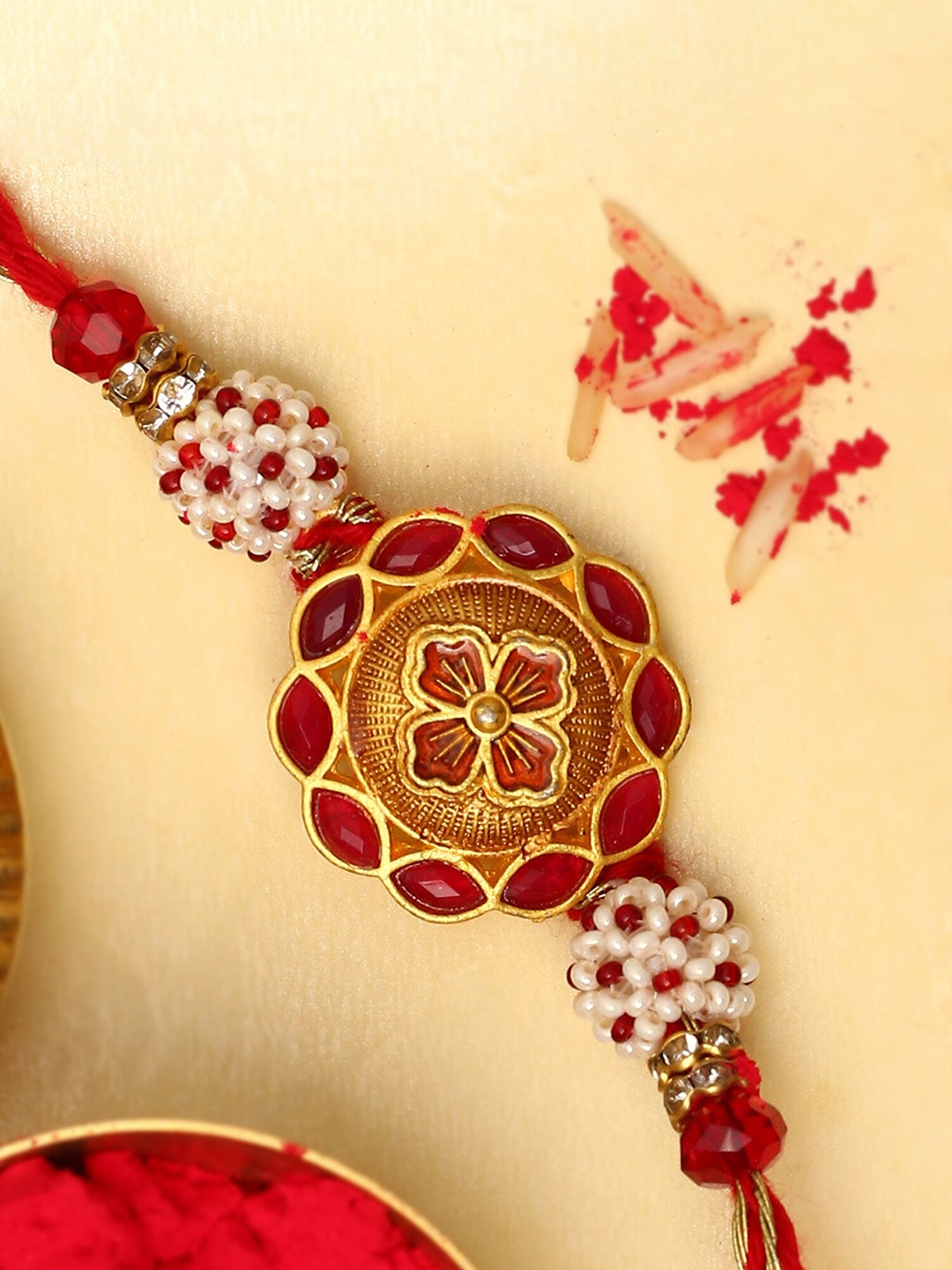 

The Purple Tree Men Beaded Thread Rakhi, Red