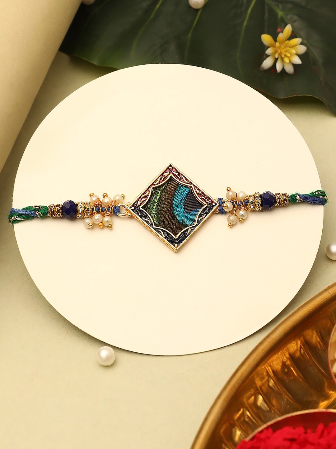 

The Purple Tree Men Beaded Thread Rakhi, Blue