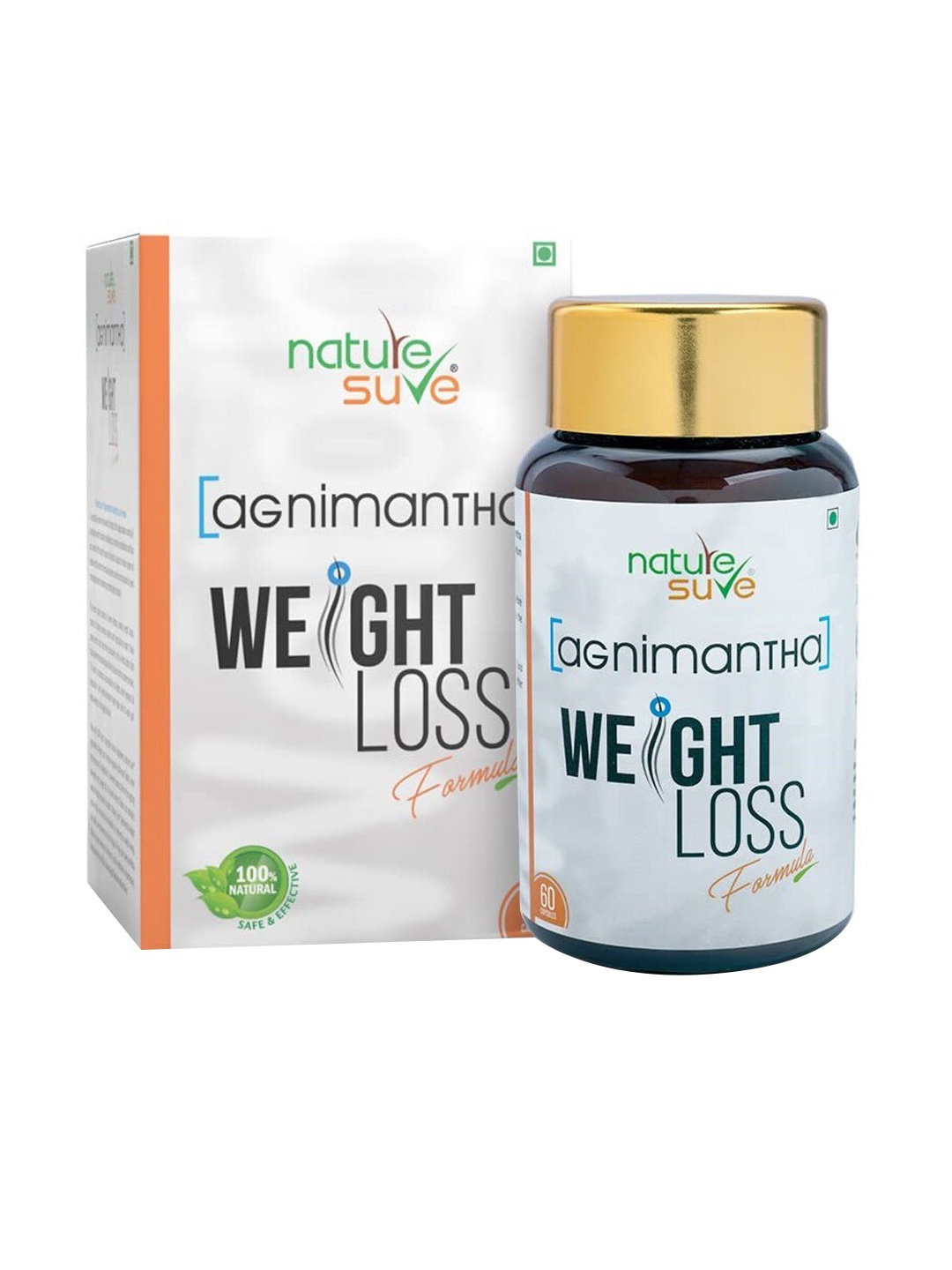 

Nature Sure Agnimantha Weight Loss Capsules with Shilajit - 60 Pieces, White