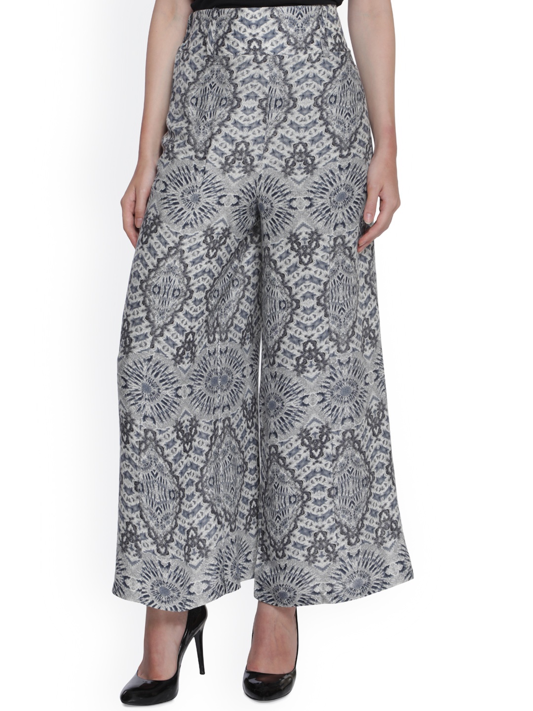 

shiloh Women Grey Wide Leg Printed Palazzos