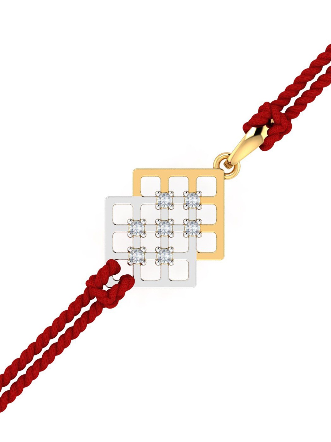 

KUBERBOX Men 18K Mesh Diamond-Studded Gold Rakhi Cum Pendant-0.97gm