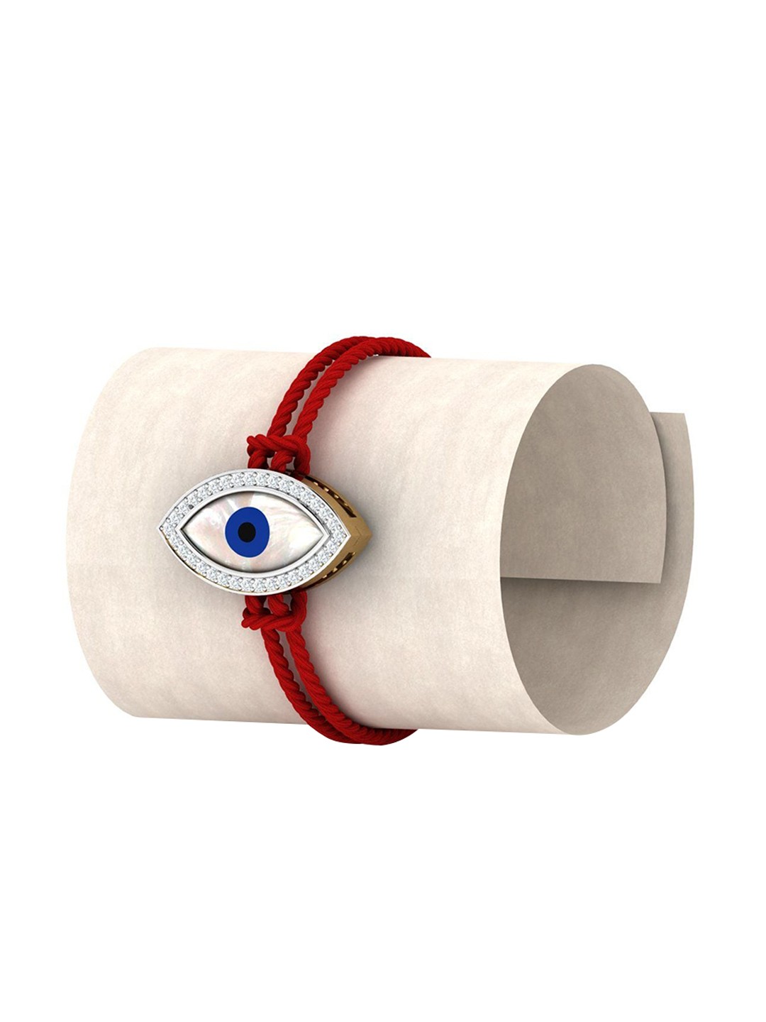 

KUBERBOX Men 18KT Gold Diamond Studded Evil Eye Pendant Rakhi-2.27gm