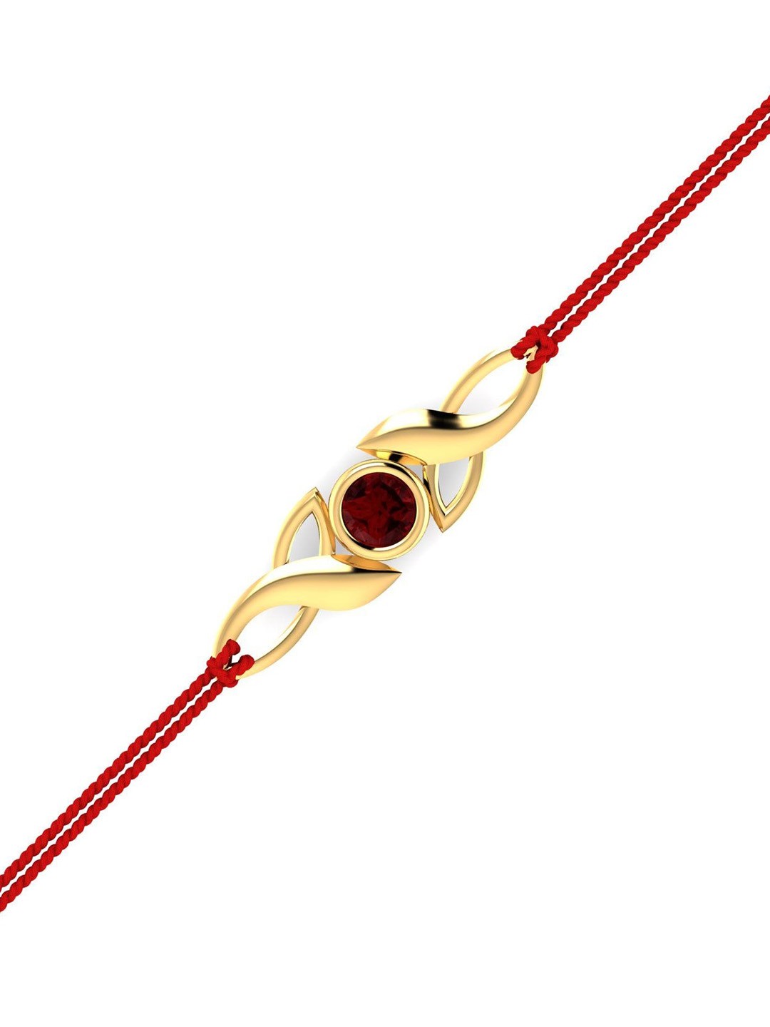 

KUBERBOX Men 18KT Gold Red Garnet Studded Pendant Rakhi-2.04gm