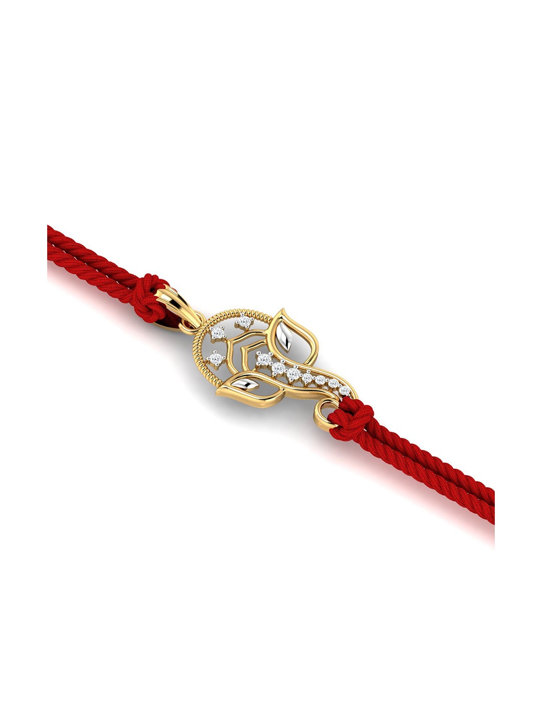 

KUBERBOX Men 18KT Gold Diamond Studded Lord Vignaharta Rakhi Cum Pendant-1.05gm