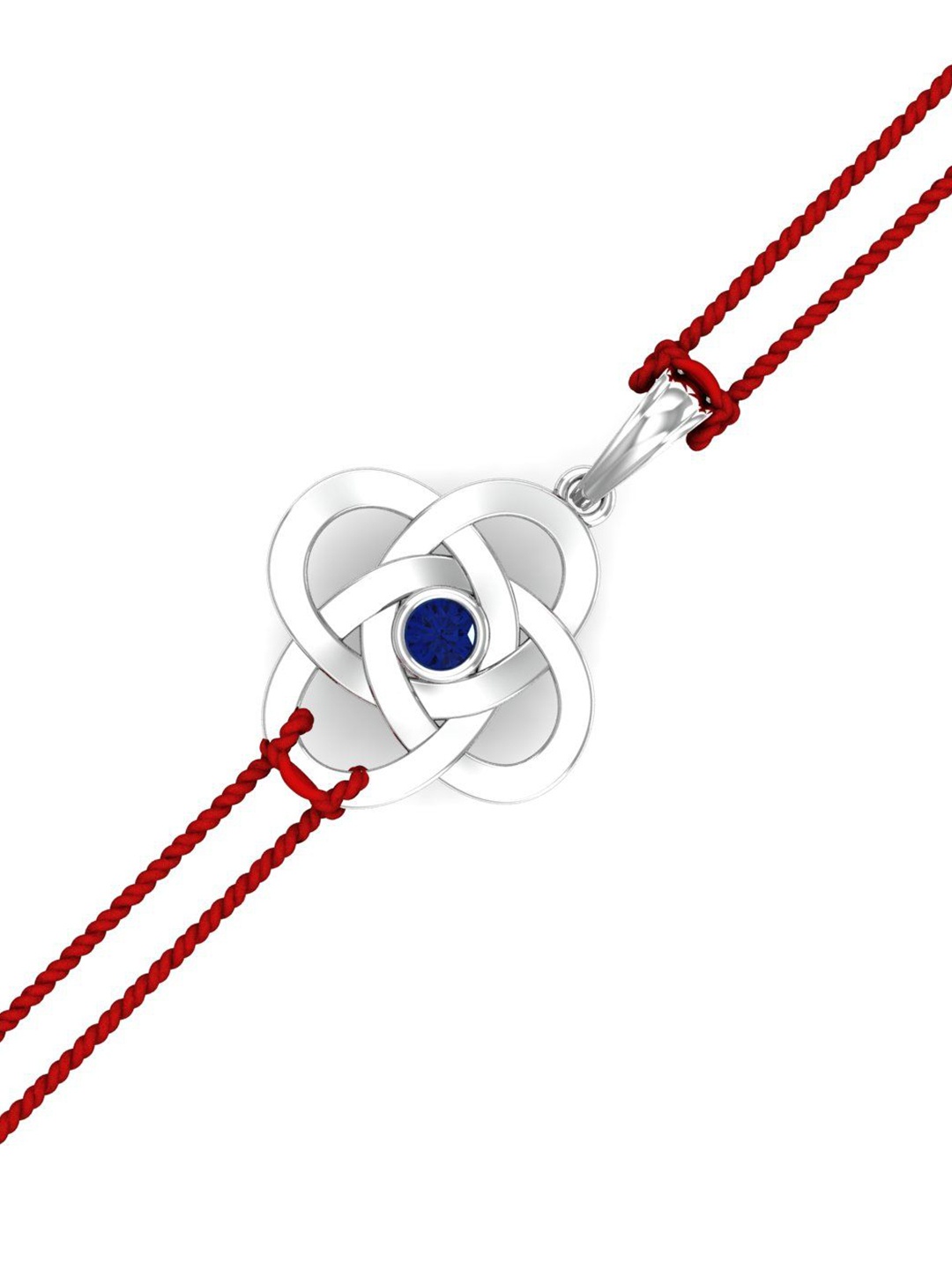 

KUBERBOX Men 18KT White Gold Blue Sapphire Studded Pendant Rakhi-1.68gm, Silver