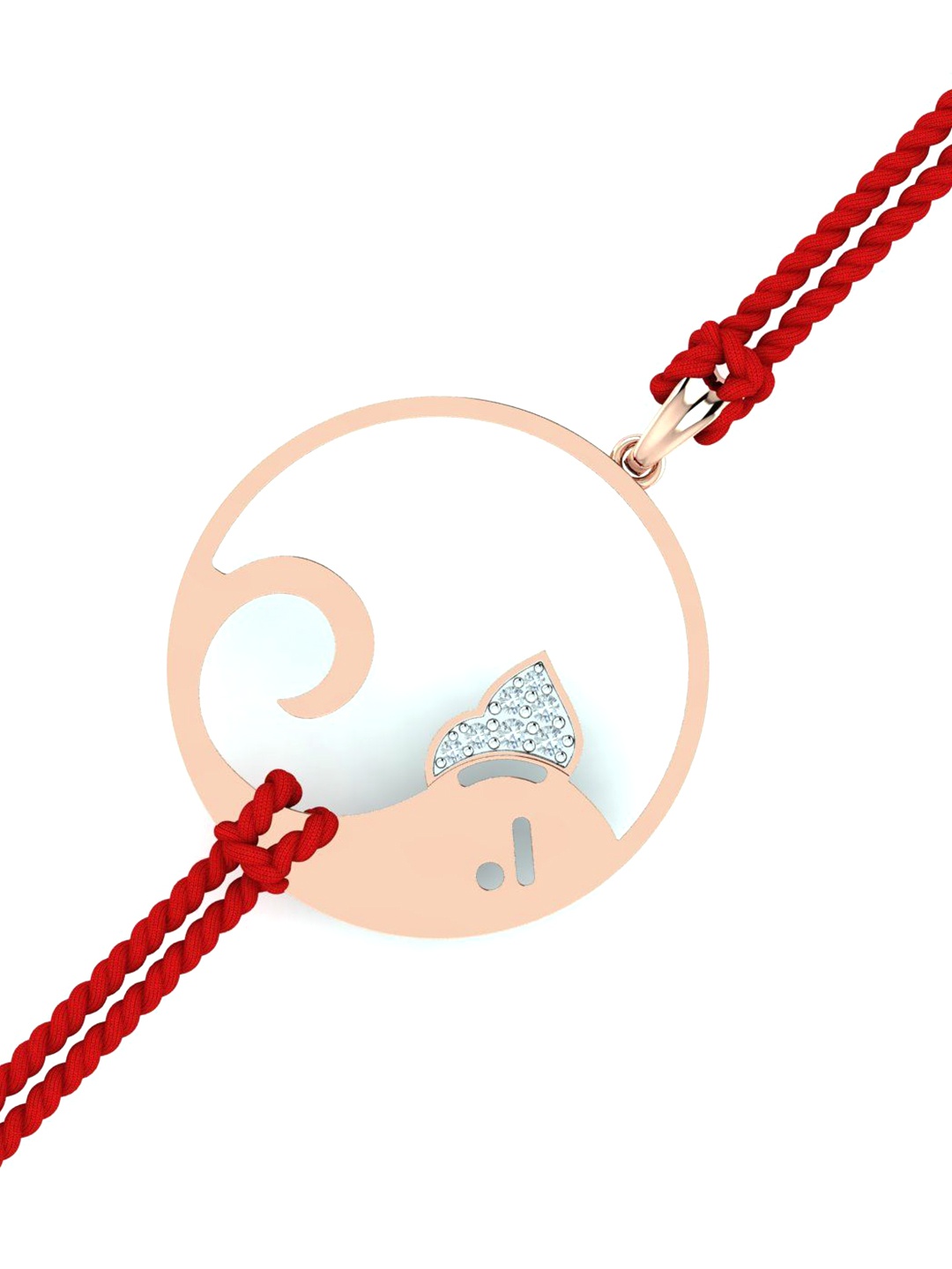 

KUBERBOX Men 18KT Rose Gold Diamond Studded Ganpati Pendant Rakhi-1.8gm
