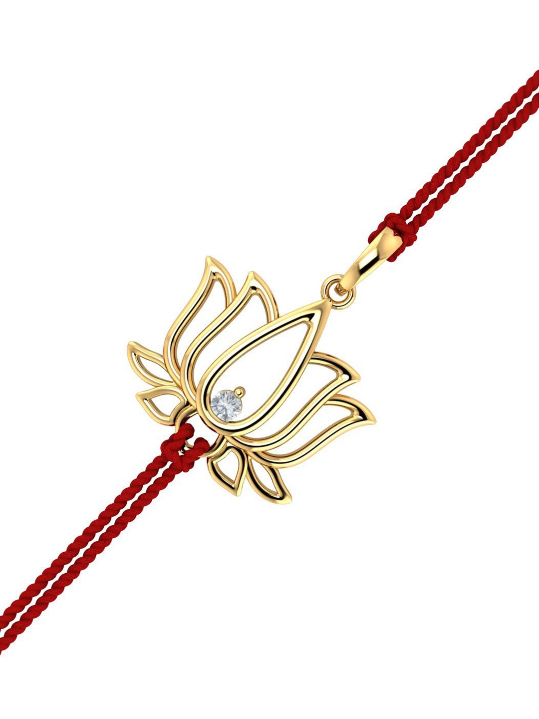 

KUBERBOX Men 18KT Gold Diamond Studded Kamal Pendant Rakhi-1.23gm