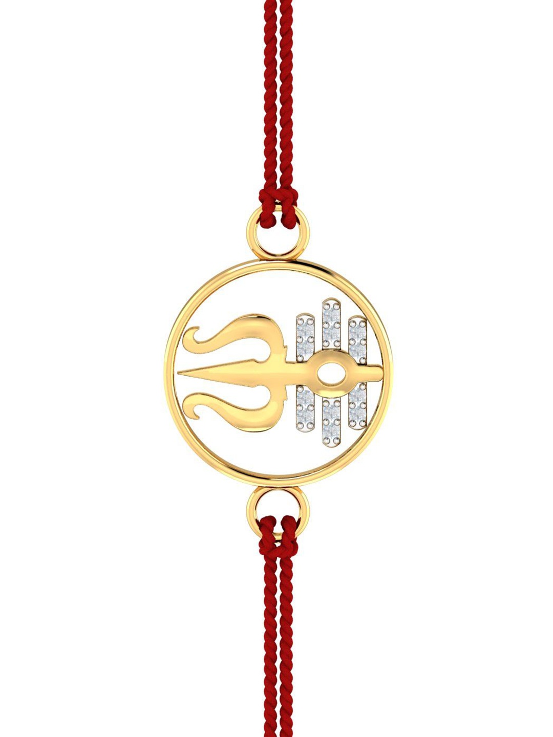 

KUBERBOX Men 18KT Gold Diamond Studded Trishul Rakhi-0.56gm