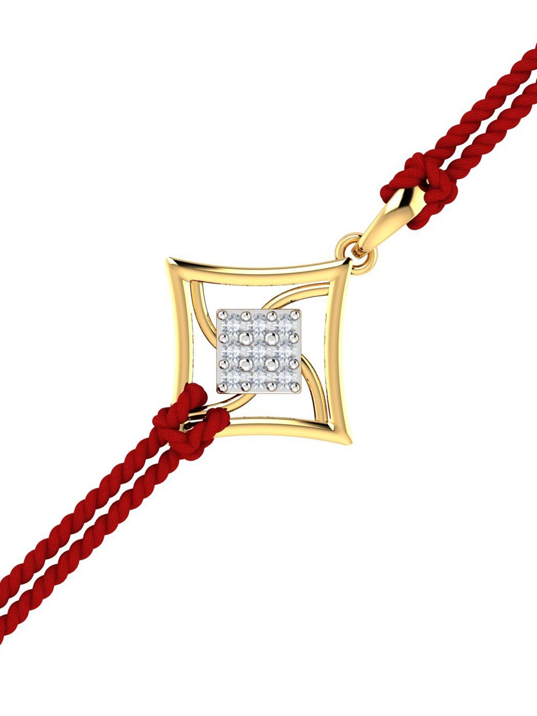 

KUBERBOX Men 18KT Amaris Diamond-Studded Gold Rakhi Cum Pendant-1.06gm