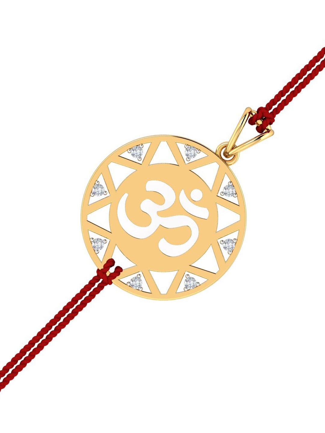 

KUBERBOX Men 18KT Gold Diamond-Studded Mandala Om Rakhi Pendant-2.66g