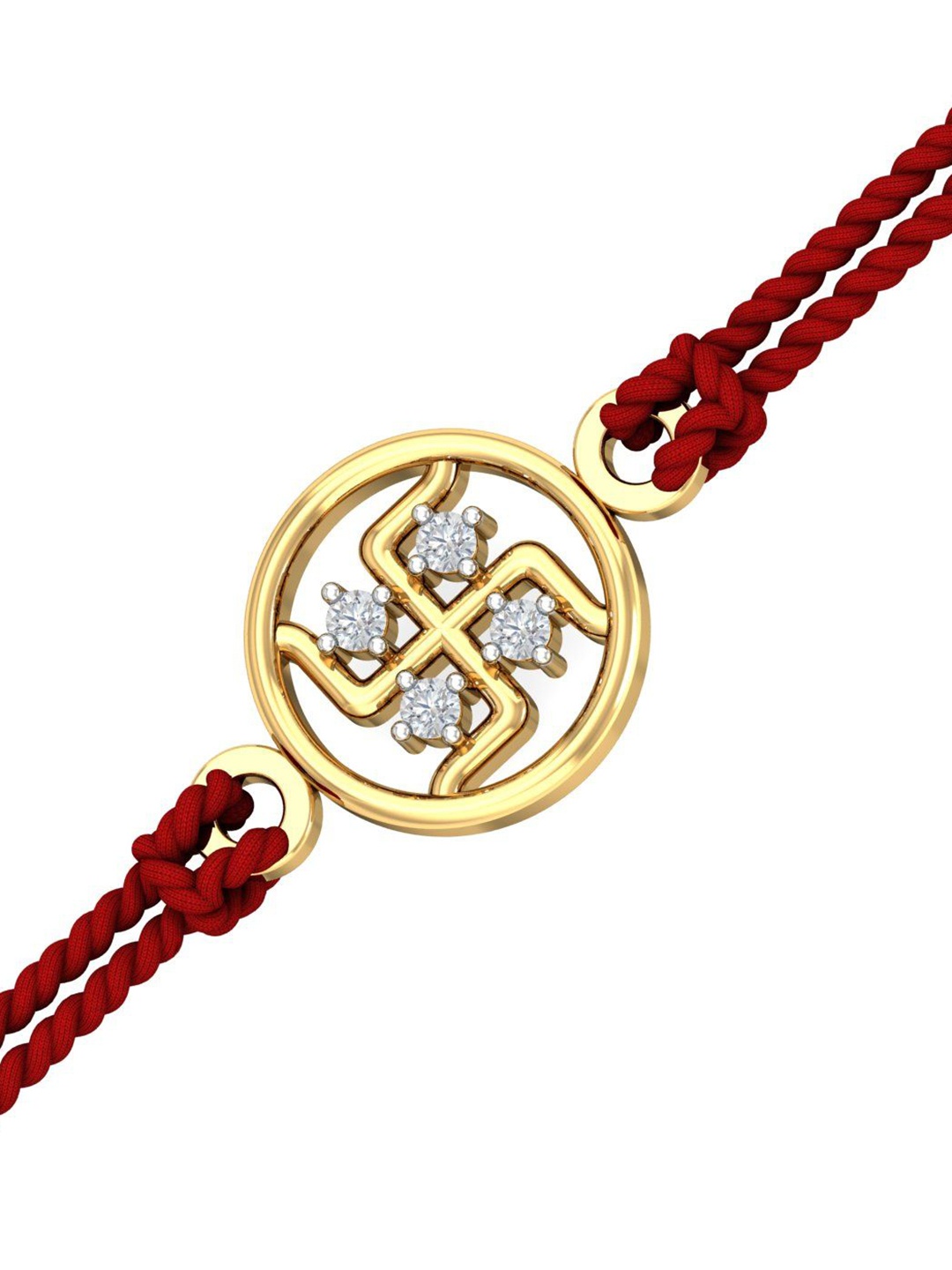 

KuberBox Men 18KT Gold Diamond Studded Rakhi Cum Pendant-0.45gm