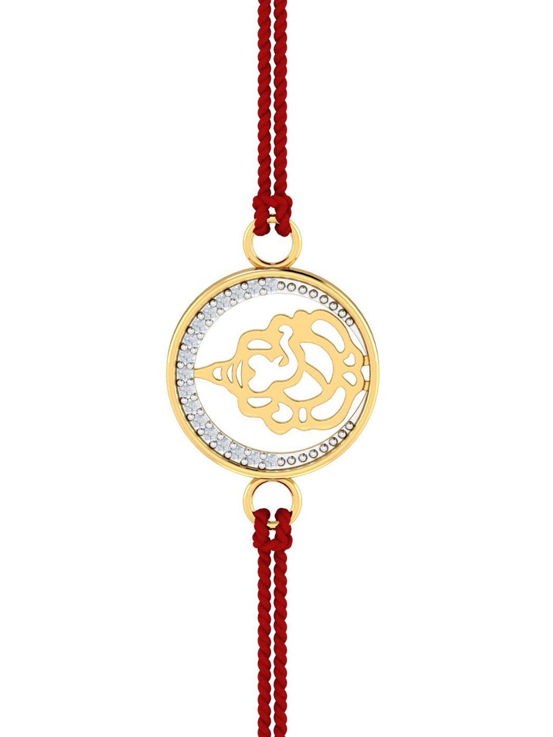 

KUBERBOX Men 18KT Ganesha Diamond-Studded Gold Rakhi Cum Pendant-0.56gm