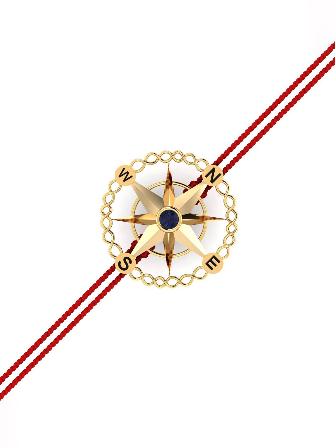 

KUBERBOX Men 18KT Compass Lolite Studded Gold Rakhi Cum Pendant-4.24gm