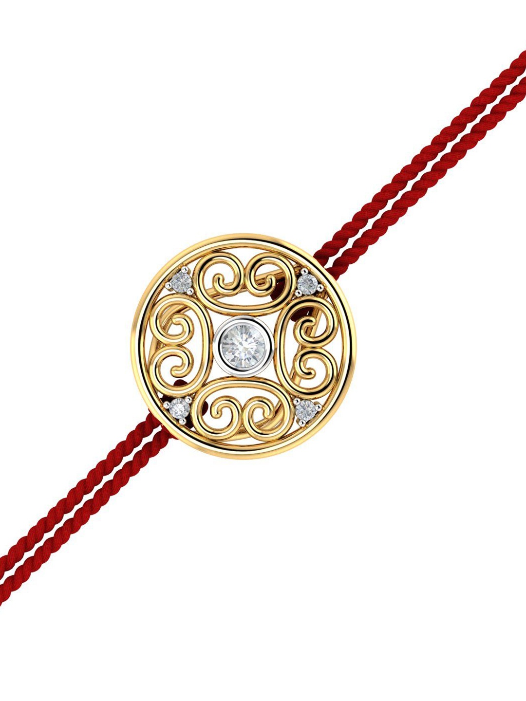 

KUBERBOX Men 18K Vintage Diamond-Studded Gold Rakhi Cum Pendant-1.3gm