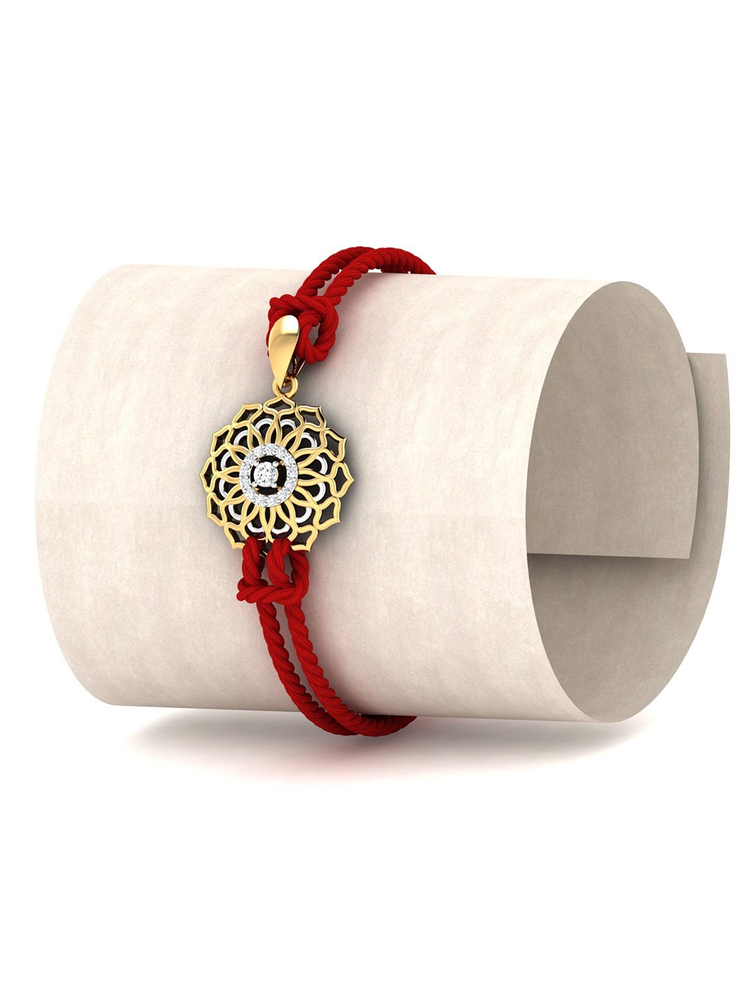 

KUBERBOX 18KT Gold Diamond-Studded Prabhamandal Rakhi Gold Cum Pendant-1.45 gm