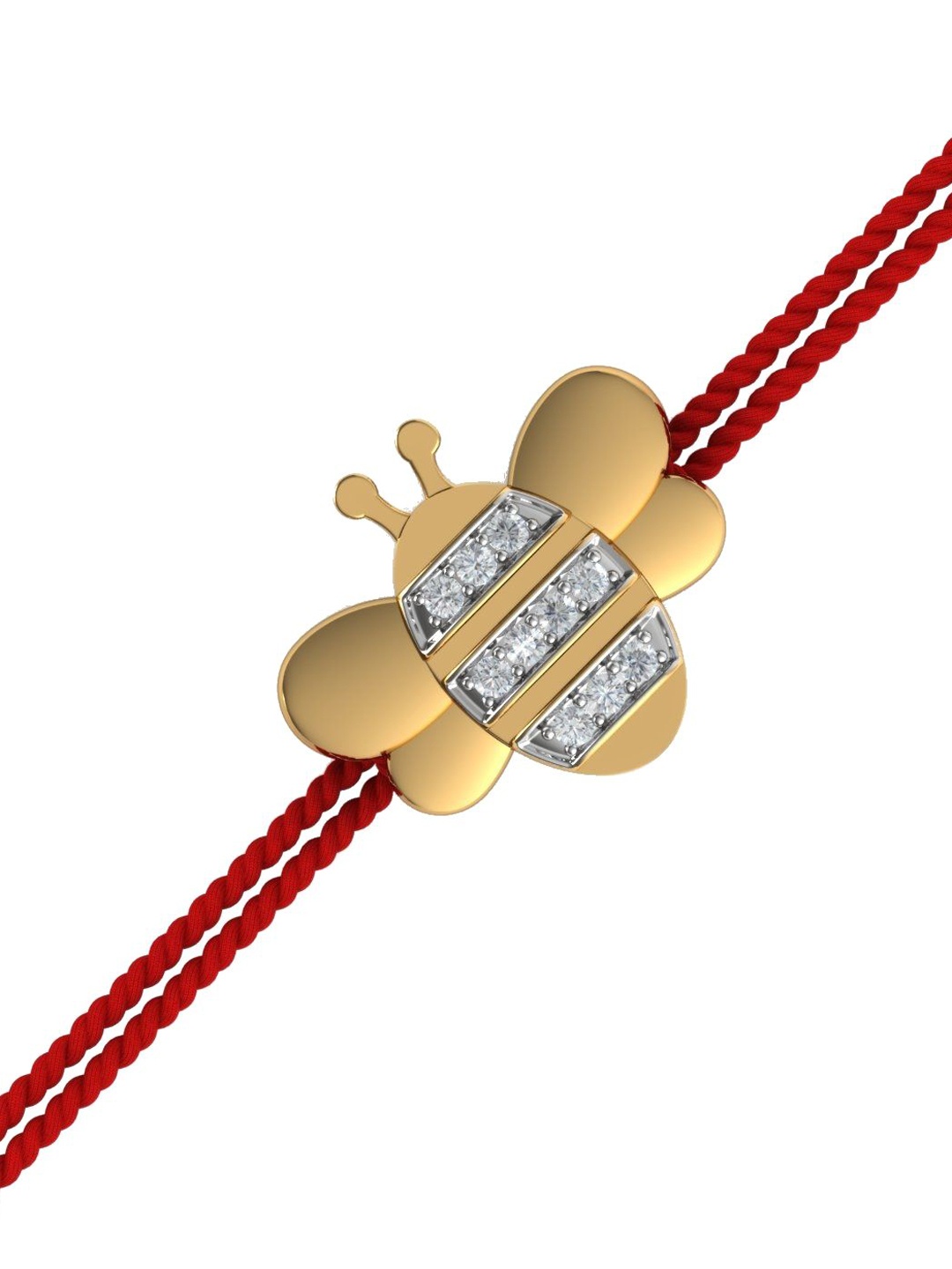 

KUBERBOX 18KT Gold Diamond-Studded Bee Kids Rakhi Cum Pendant-1.5gm