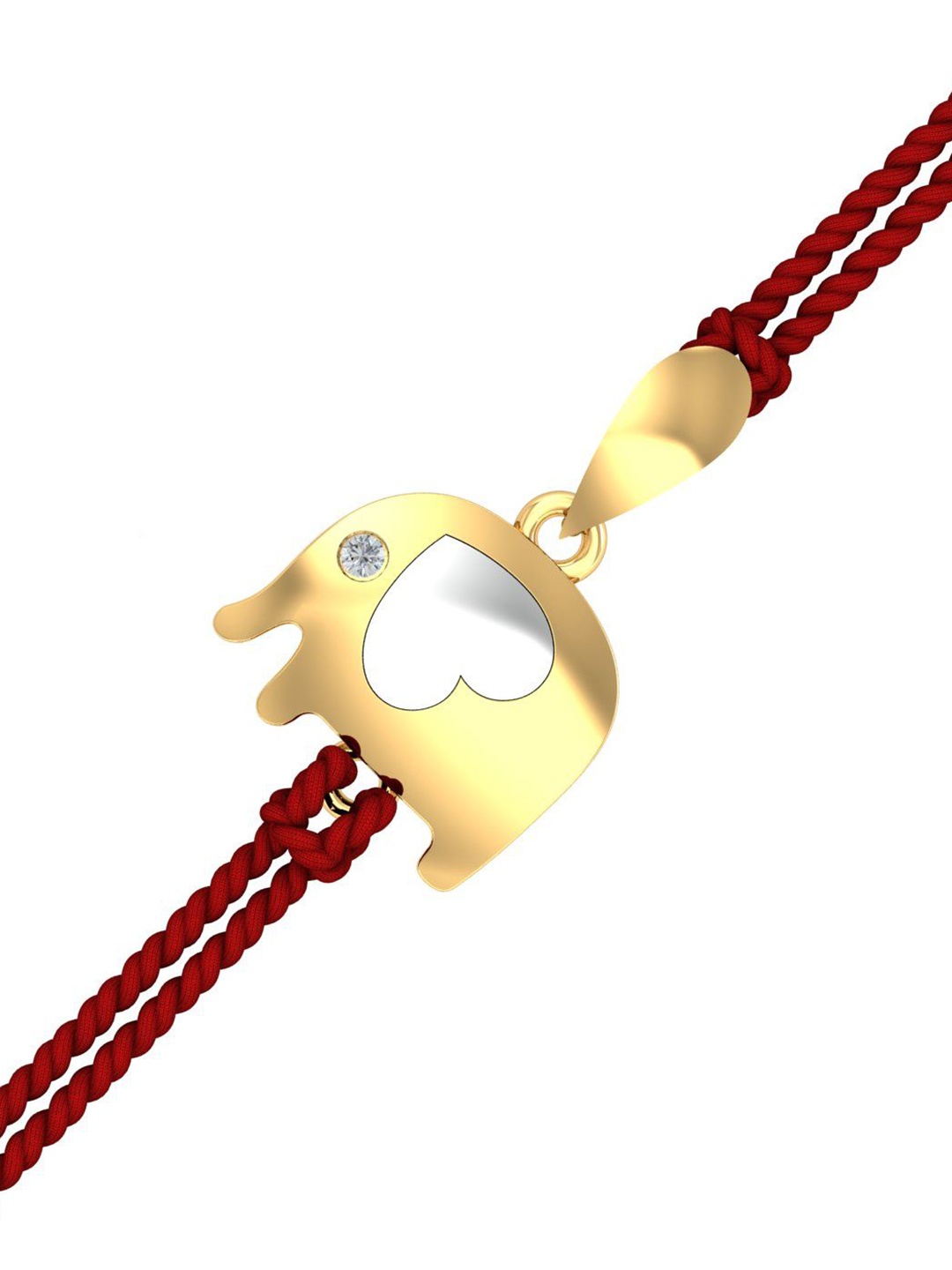 

KUBERBOX Elephant Kids 18KT Gold Diamond Studded Rakhi-1.17gm