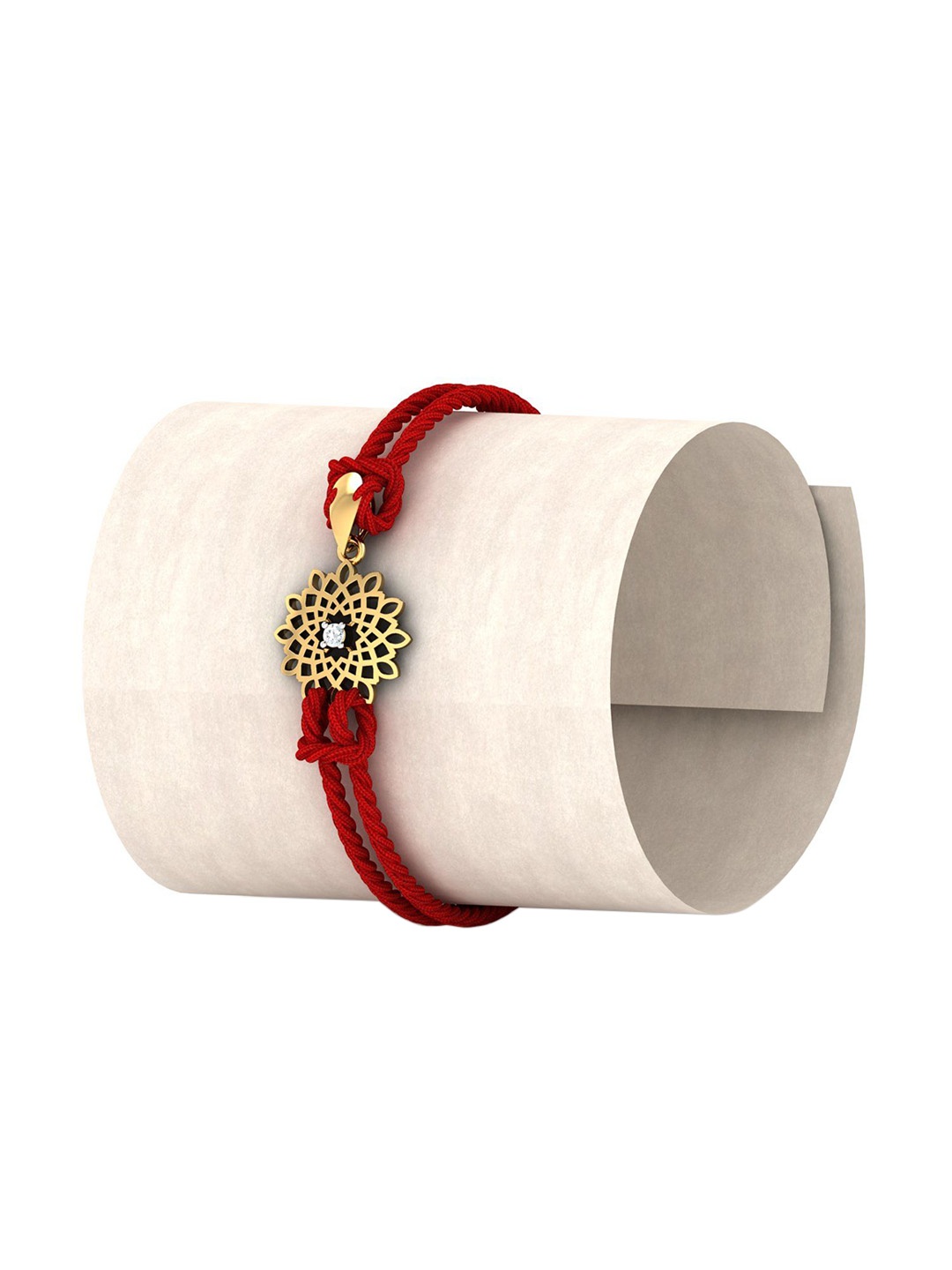 

KuberBox Men 18KT Gold Diamond Studded Rakhi Cum Pendant-0.9gm