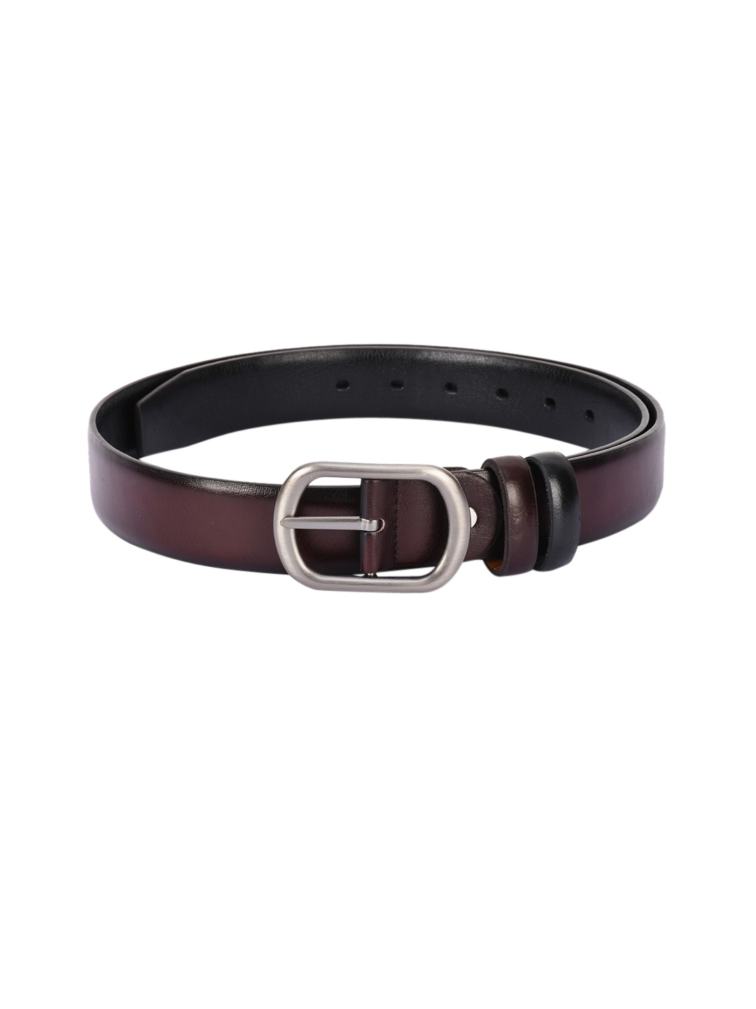 

BuckleUp Men Coffee Brown & Black Solid Belt