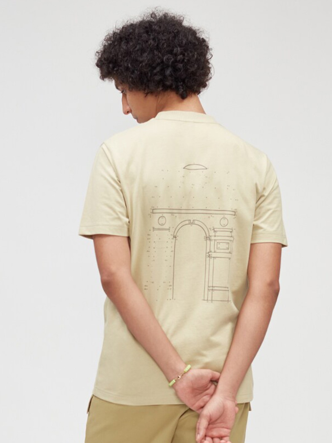 

Bhaane Graphic Printed Pure Cotton T-shirt, Cream