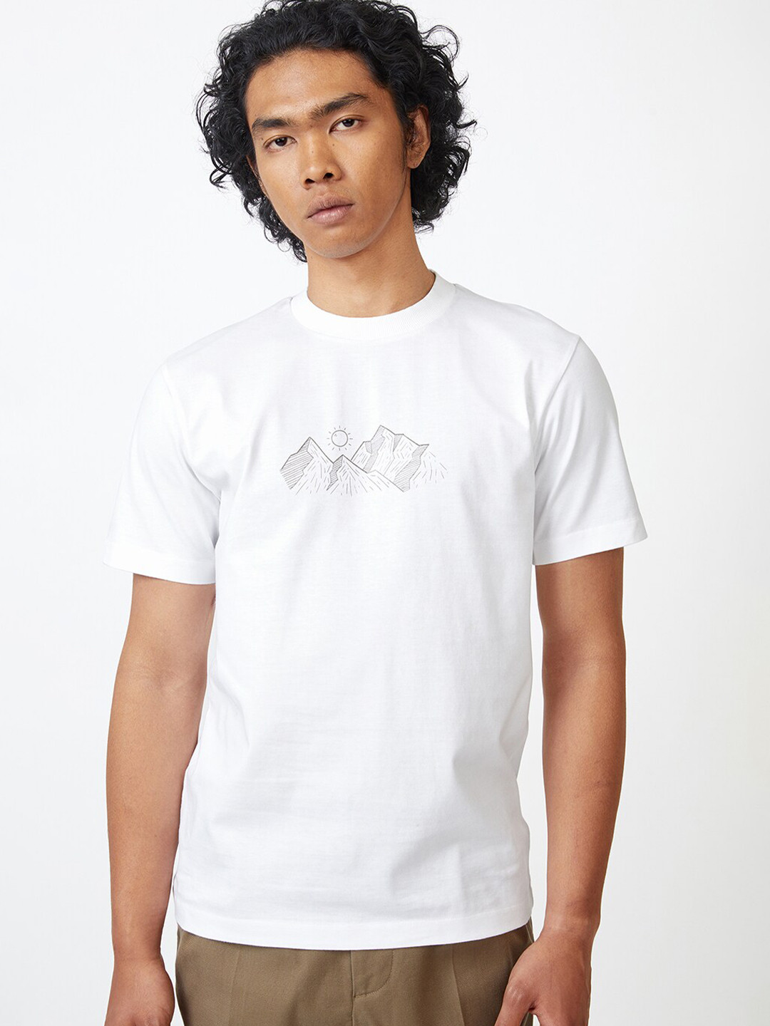 

Bhaane Graphic Printed Pure Cotton T-shirt, White