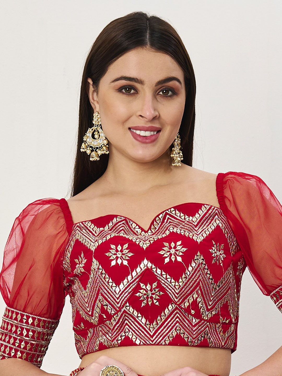 

Ethnovog Embroidered Saree Blouse, Red