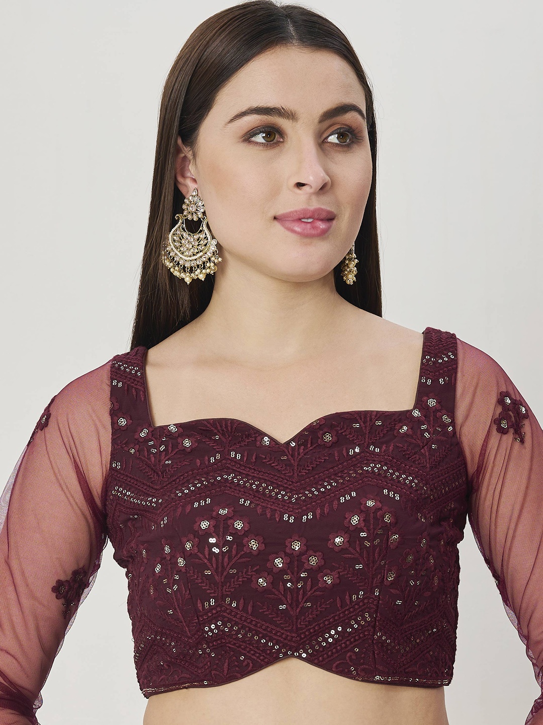 

Ethnovog Embroidered Saree Blouse, Purple