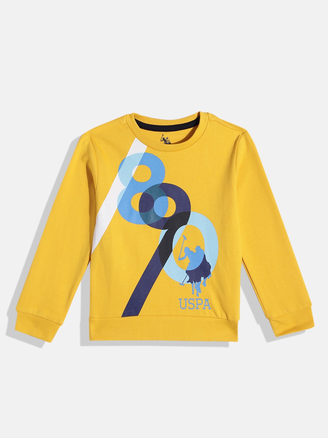 

U.S. Polo Assn. Kids Boys Printed Pure Cotton Sweatshirt, Yellow