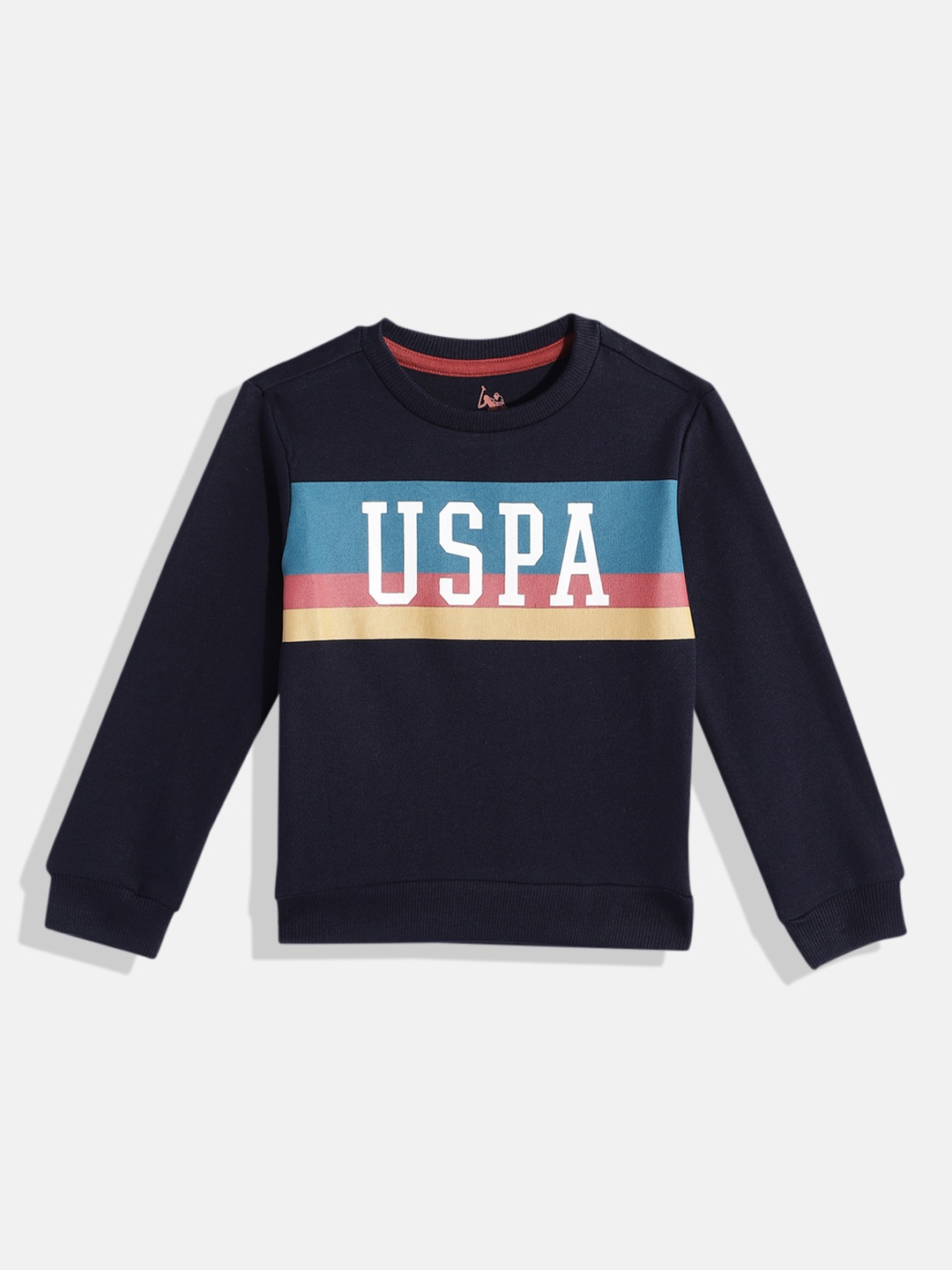 

U.S. Polo Assn. Kids Boys Brand Logo Printed Pure Cotton Sweatshirt, Navy blue