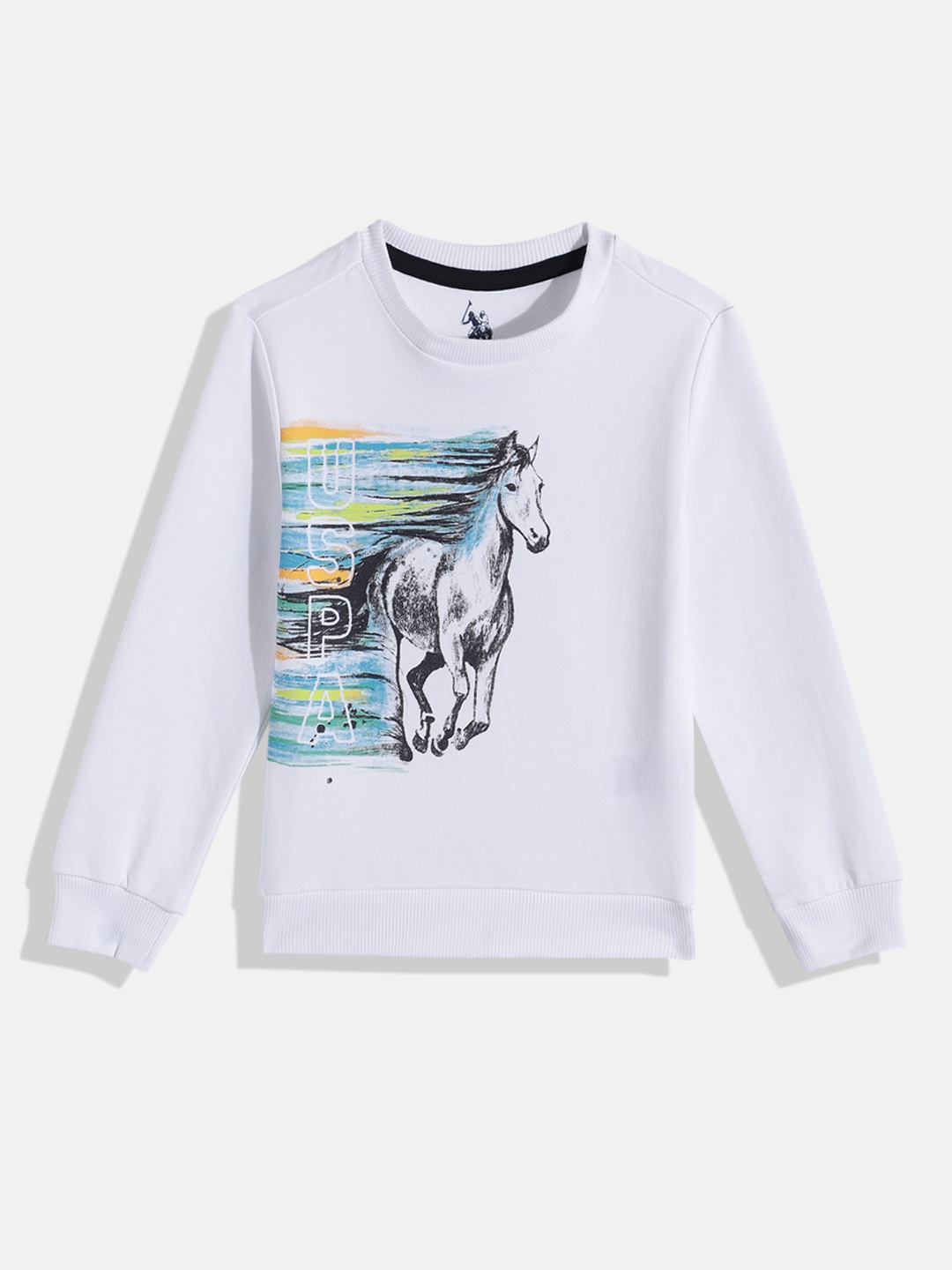 

U.S. Polo Assn. Kids Printed Pure Cotton Sweatshirt, White