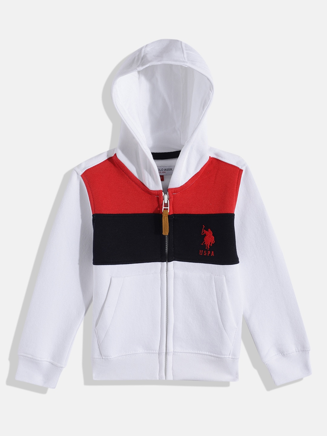 

U.S. Polo Assn. Kids Boys Colourblocked Hooded Sweatshirt, White