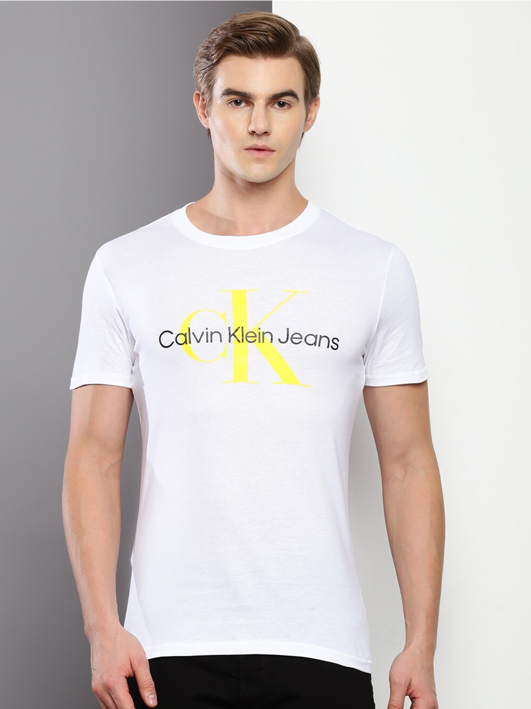

Calvin Klein Jeans Typography Printed Cotton T-shirt, White