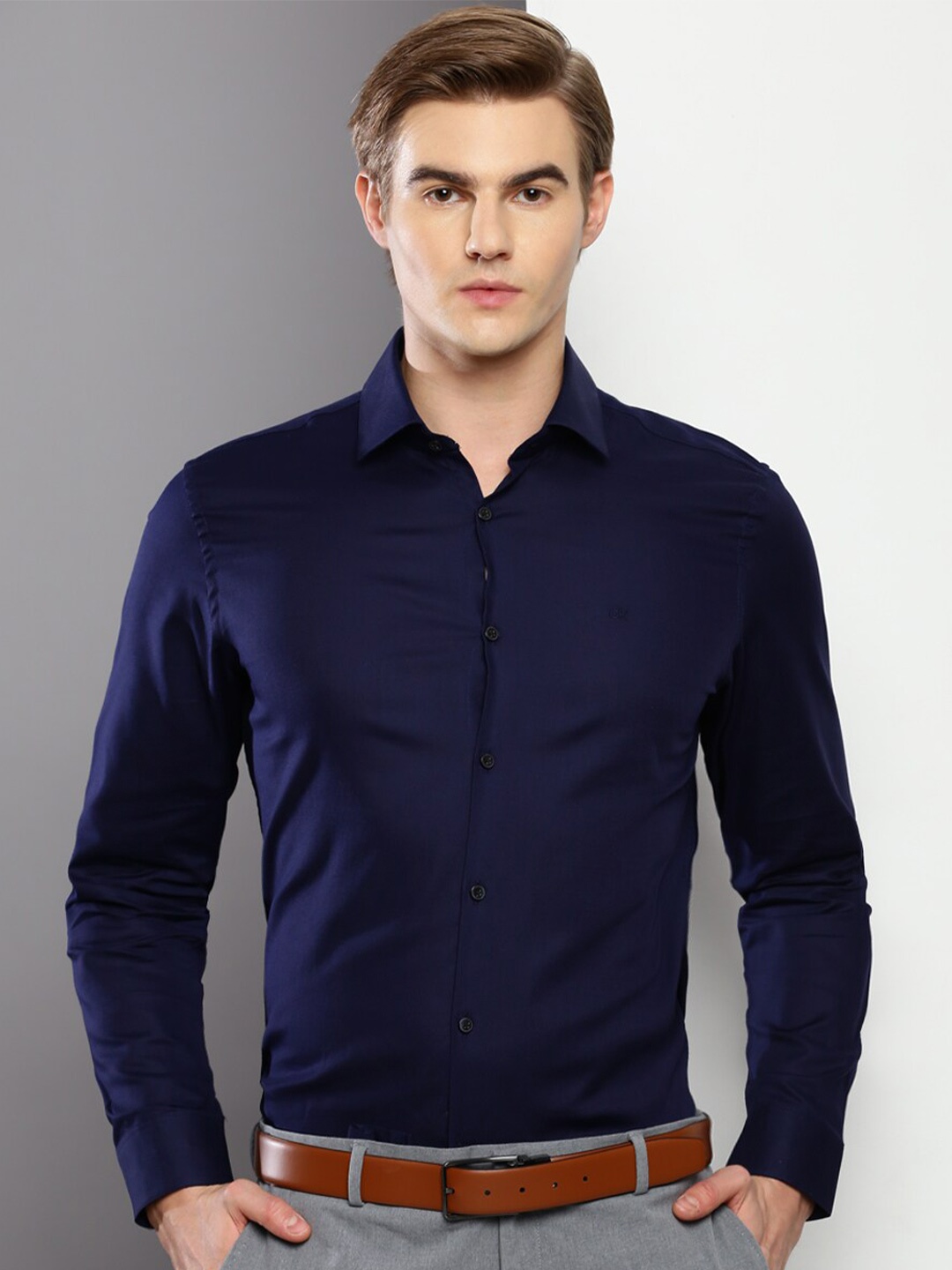 

Calvin Klein Jeans Slim Fit Pure Cotton Formal Shirt, Navy blue