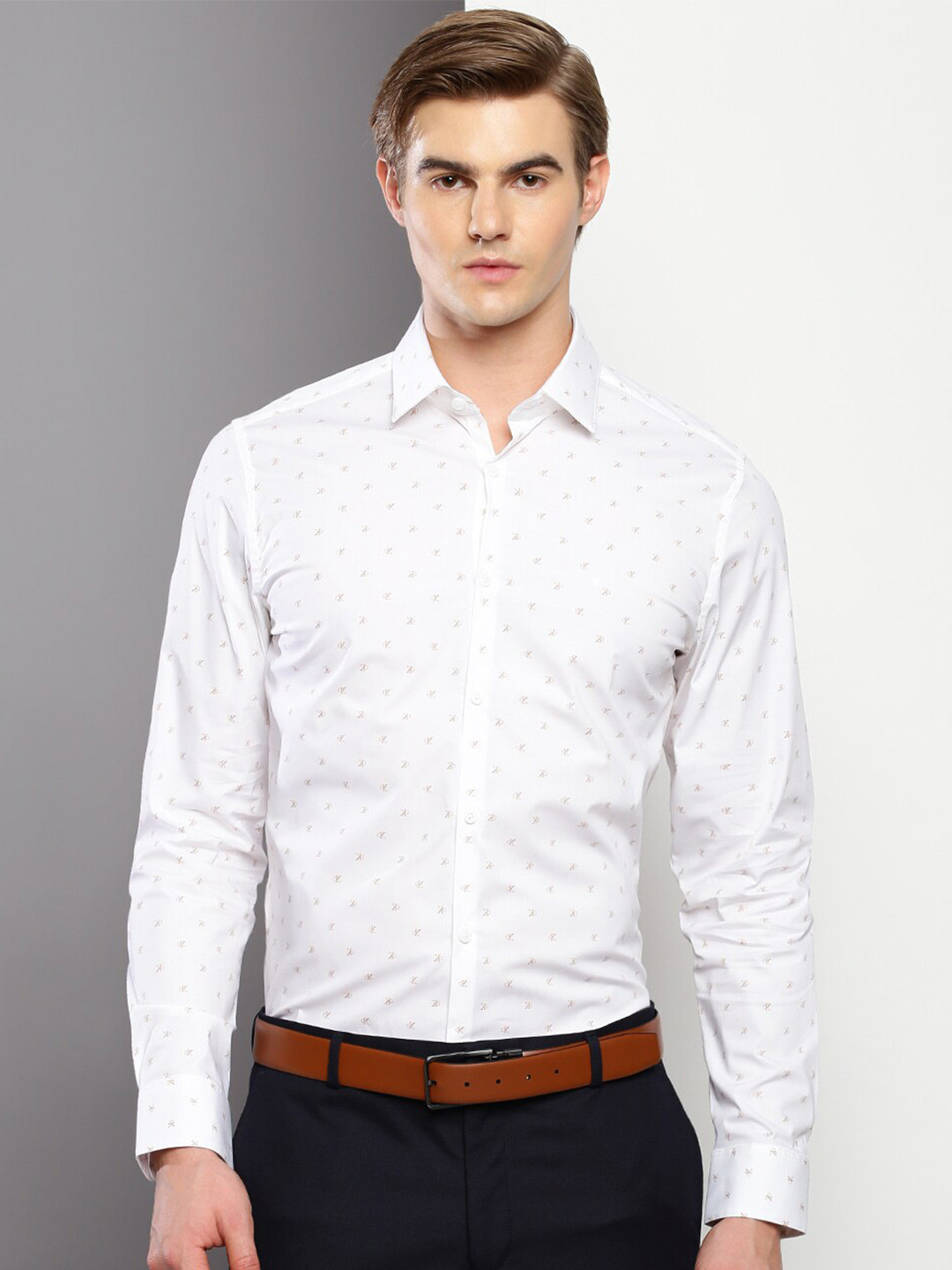 

Calvin Klein Jeans Slim Fit Micro Ditsy Printed Formal Shirt, White
