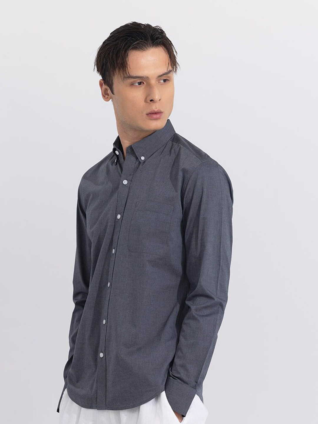 

Snitch Classic Slim Fit Opaque Casual Shirt, Grey