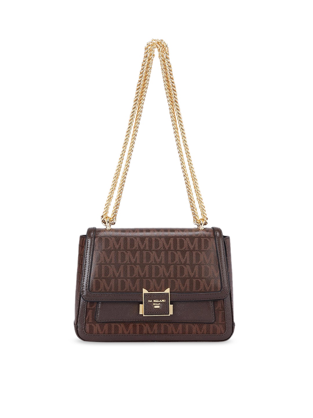 

Da Milano Textured Leather Structured Sling Bag, Brown