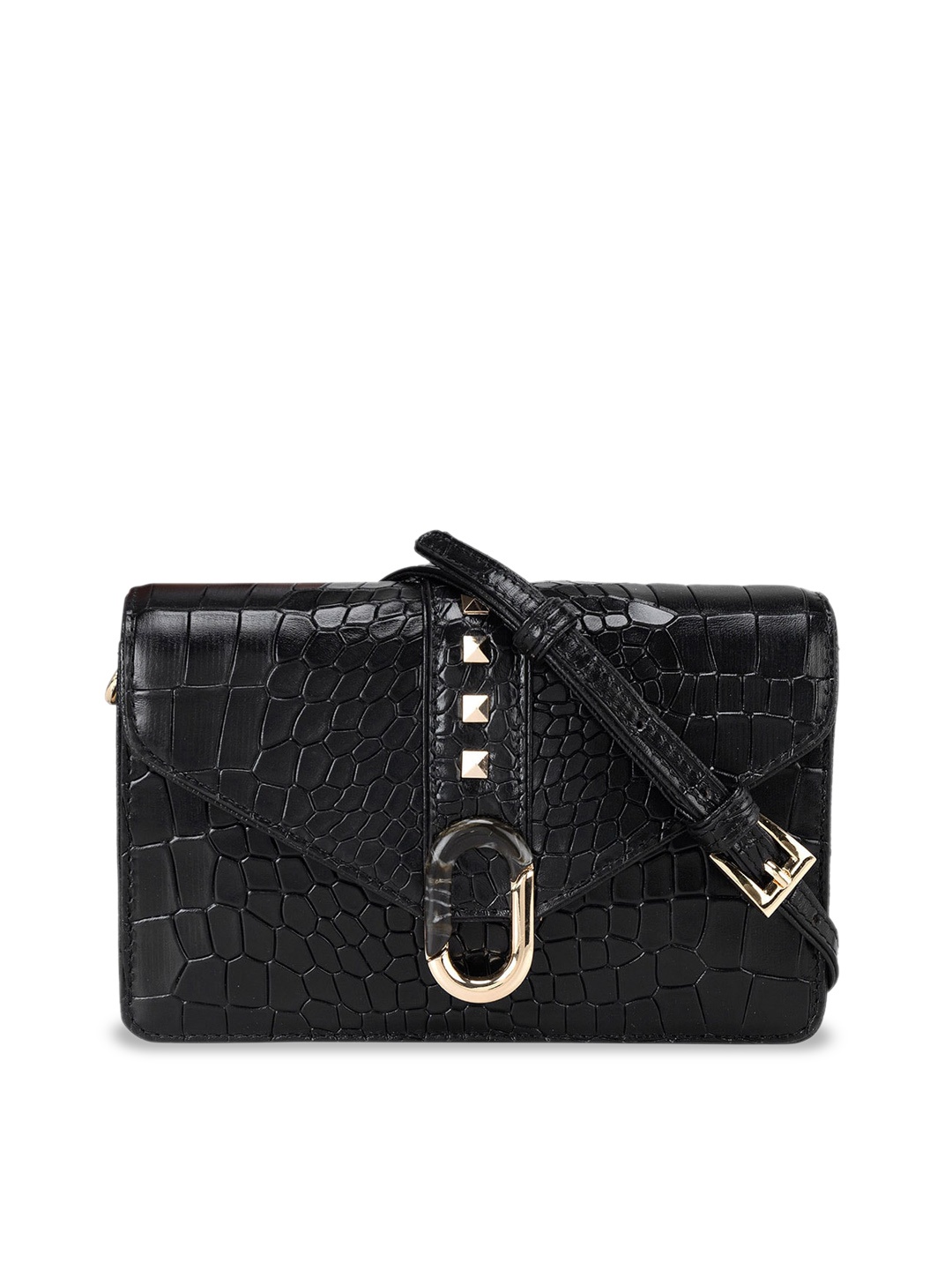 

Da Milano Textured Leather Structured Satchel, Black