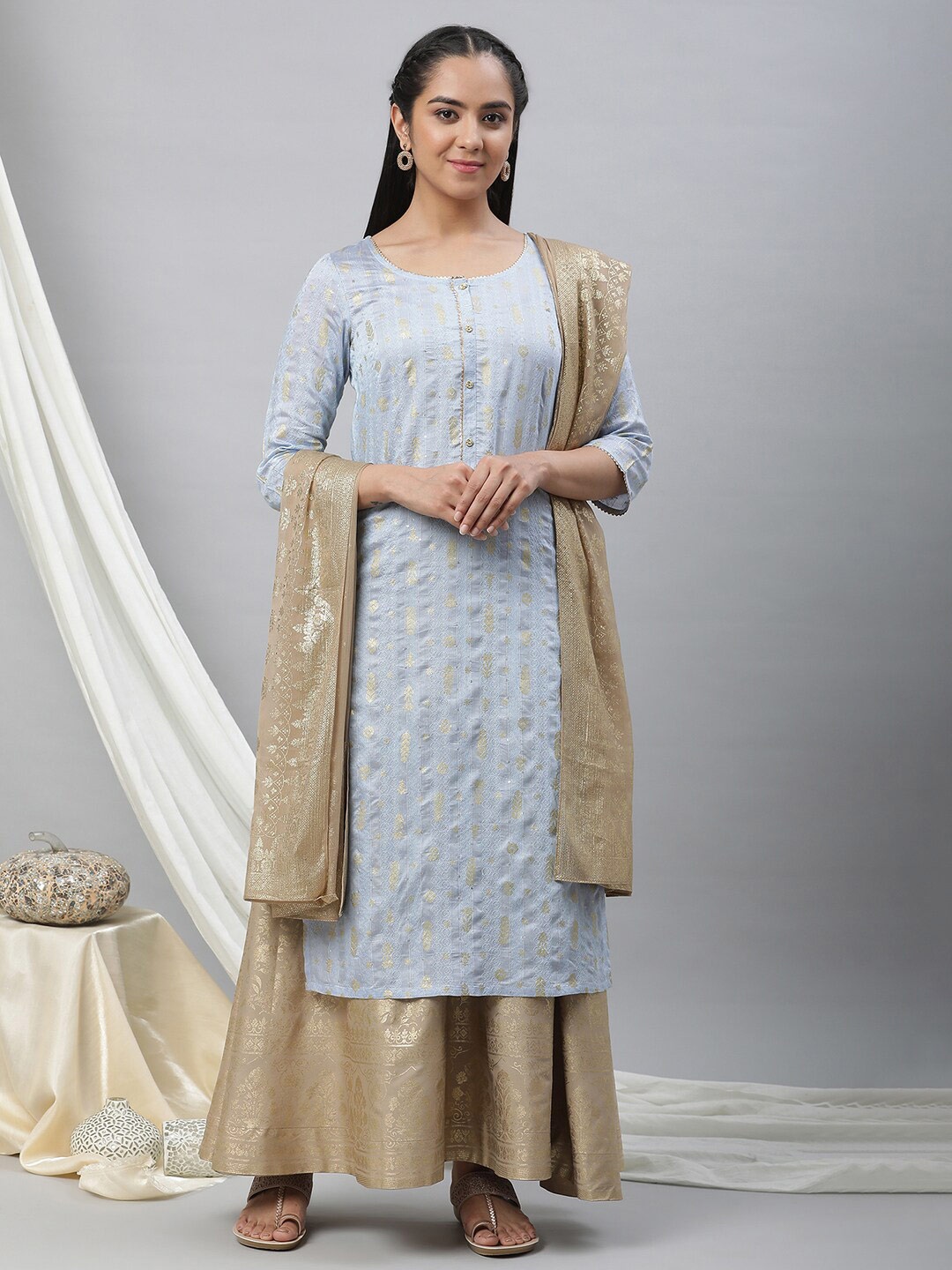 

AURELIA Ethnic Motifs Printed Dupatta, Beige