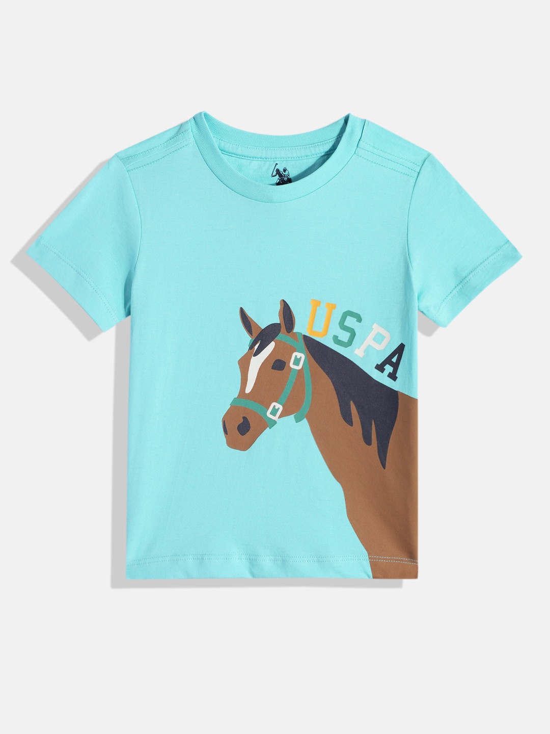 

U.S. Polo Assn. Kids Boys Printed Pure Cotton T-shirt, Blue
