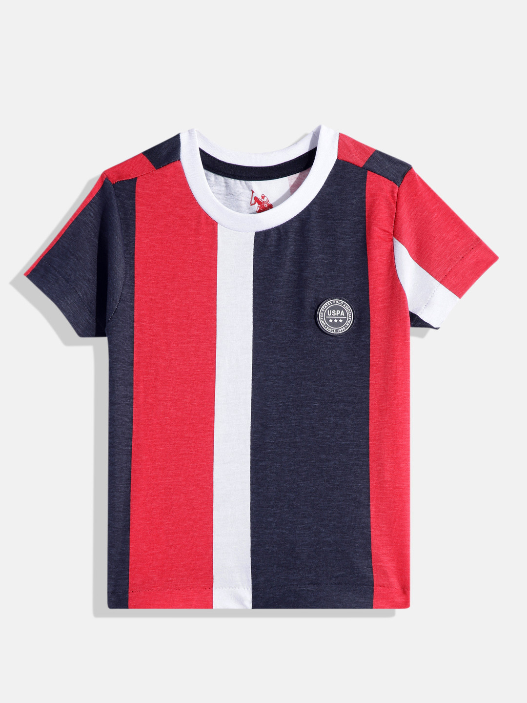 

U.S. Polo Assn. Kids Boys Striped Pure Cotton T-shirt, Red