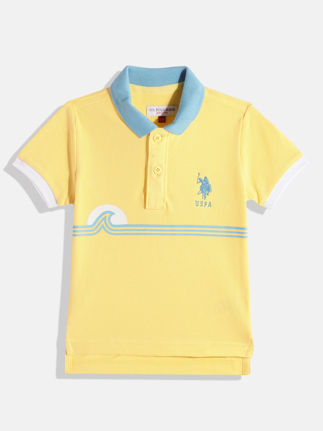 

U.S. Polo Assn. Kids Boys Striped Polo Collar Pure Cotton T-shirt, Yellow
