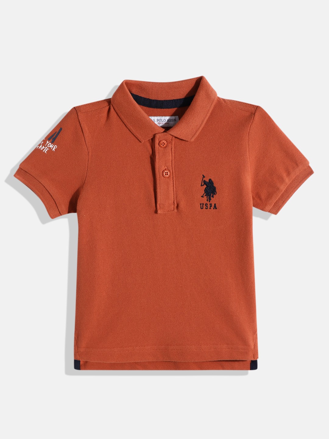 

U.S. Polo Assn. Kids Boys Solid Pure Cotton Polo Collar T-shirt, Rust