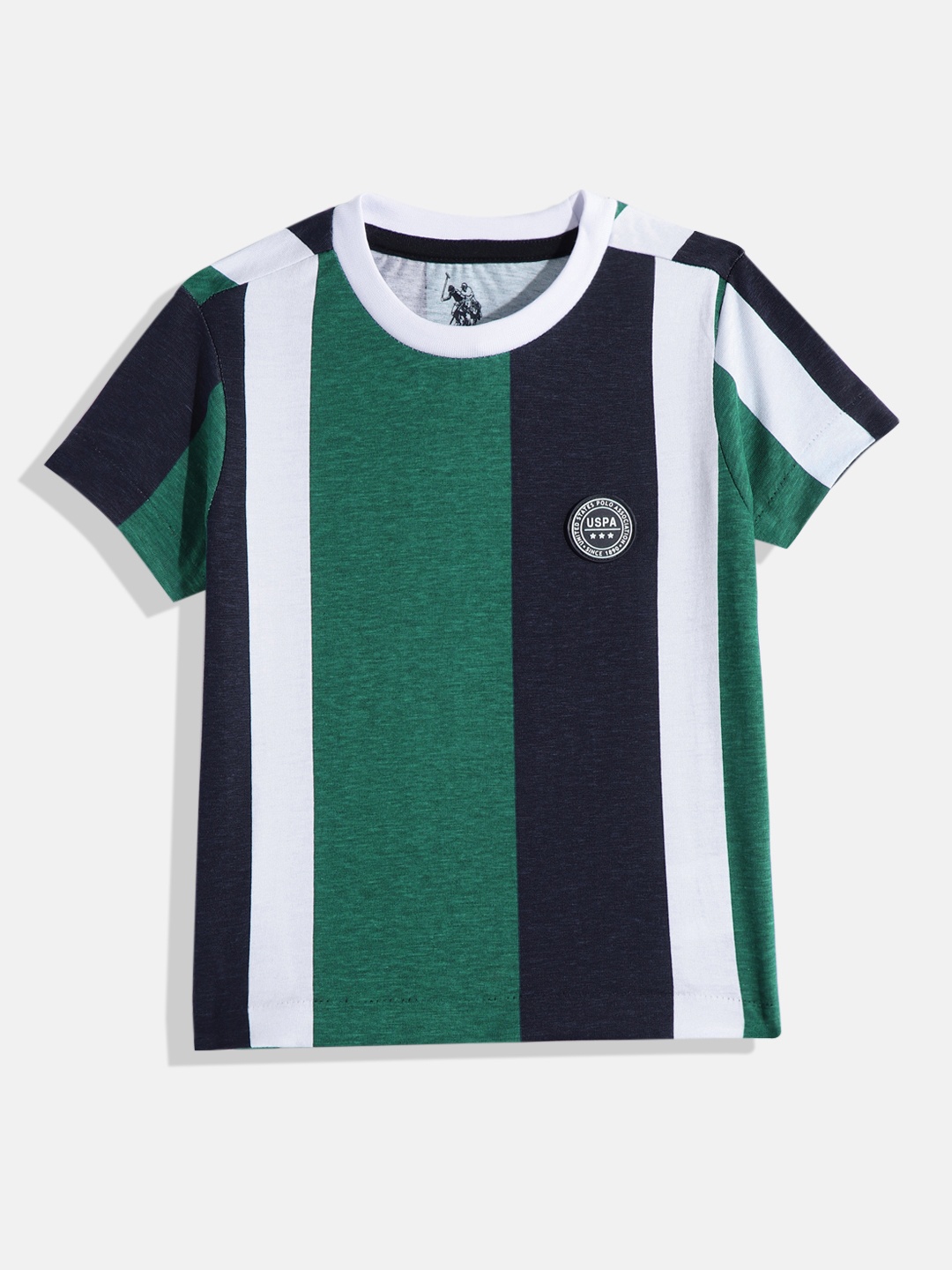 

U.S. Polo Assn. Kids Boys Striped Pure Cotton T-shirt, Green
