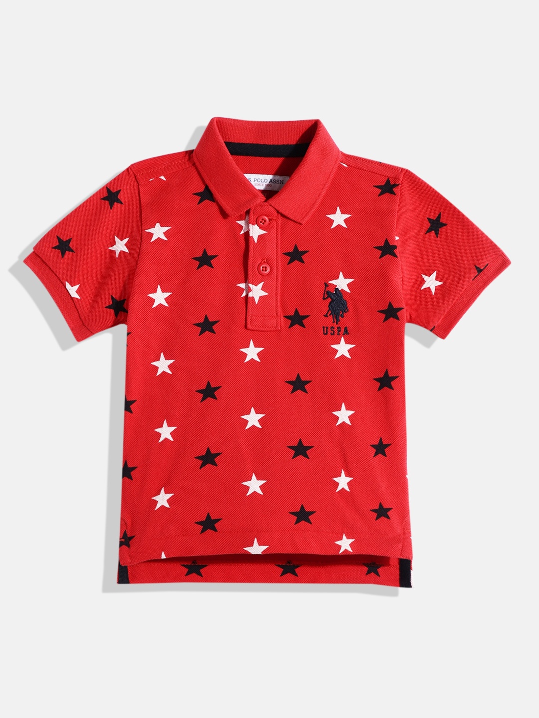 

U.S. Polo Assn. Kids Boys Conversational Printed Pure Cotton T-shirt, Red